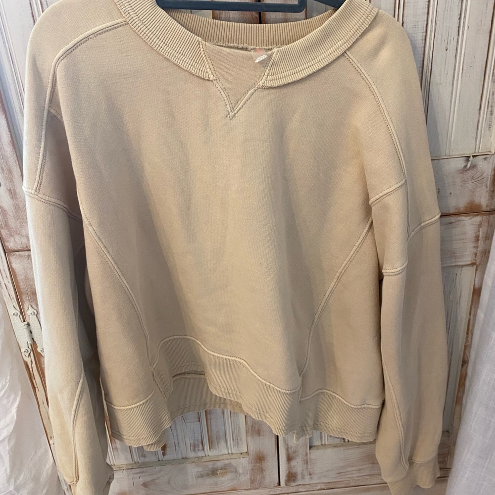FP Movement by Free People Cream Crew Neck Sweater (Has small stain)